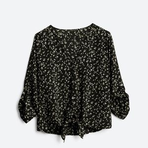 Floral front tie blouse